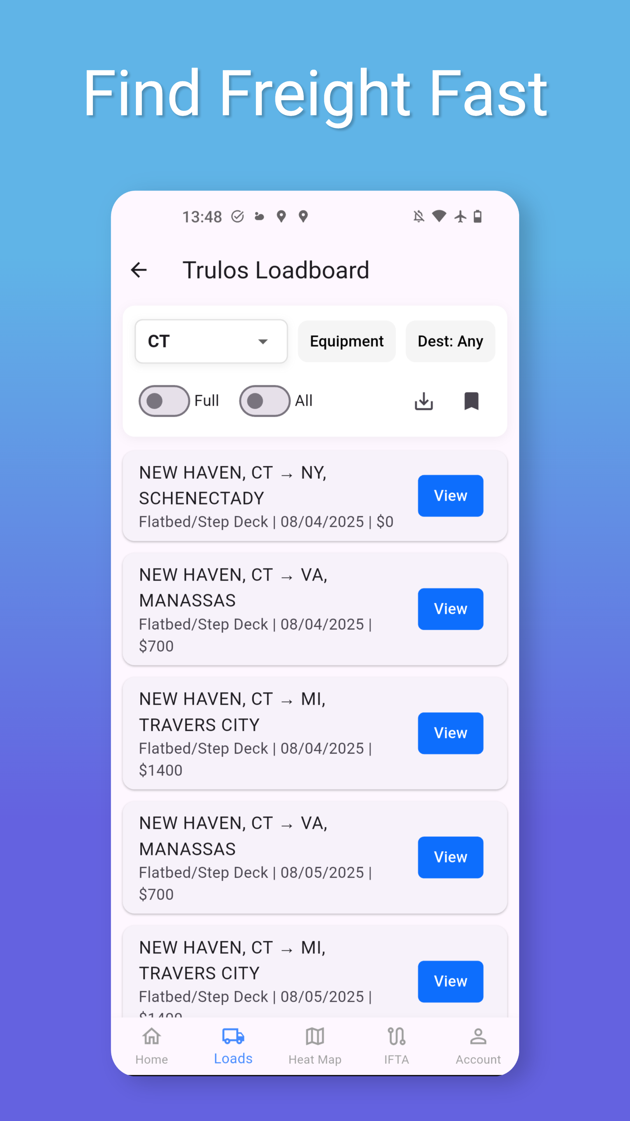 Trulos load detail screen